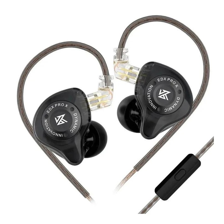 KZ EDX Pro X Black Mic Hi-Fi In-Ear слушалки, 3.5mm, 0.75mm, микрофон