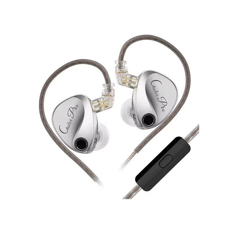 KZ Castor Pro Silver Mic Harman Edition Hi-Fi IEM слушалки, 2 x 10mm драйвери, 3.5mm