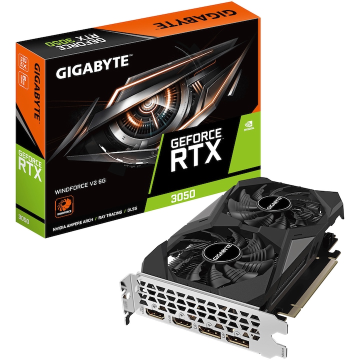 Placa video GIGABYTE GeForce RTX 3050 WINDFORCE V2 6GB, GDDR6, 96-bit, Negru