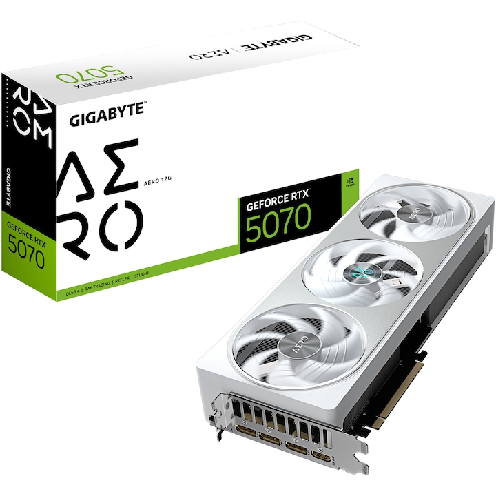 Placa video GIGABYTE GeForce RTX 5070 AERO 12G, 192 bit, Alb