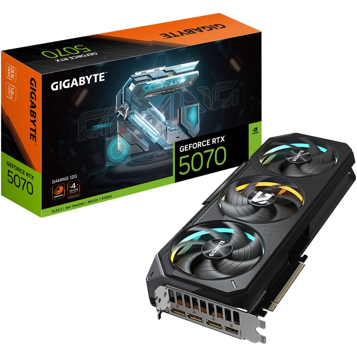 Placa video GIGABYTE GeForce RTX 5070 GAMING 12G, 192 bit, Negru