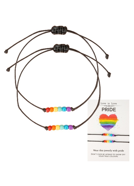 Комплект от 2 гривни Pride дъга LGBT гривни гривна с мъниста Gay Pride за жени гривни за приятелство