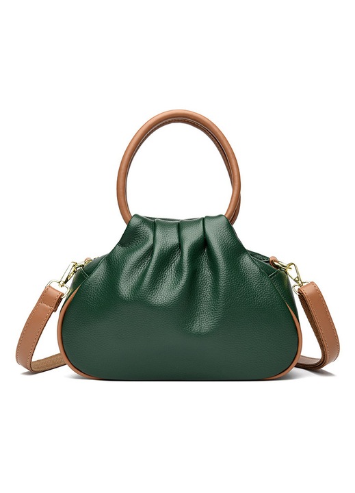 1 zöld PU bőr kézitáska - divatos pliszírozott női kézitáska levehető vállpánttal, több rekeszes crossbody táska