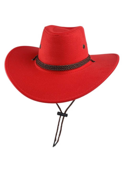 Palarie de cowboy din piele intoarsa multicolora - Palarie cu bor larg in stil western cu 15 optiuni de culoare, marime reglabila 58-60 cm