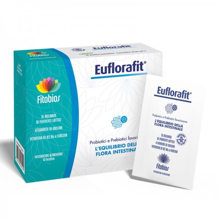 Хранителна добавка Fitobios, Euflorafit - Инулин 4000 mg + 15 млрд. пробиотици – Чревен комфорт и имунна подкрепа, 10 сашета