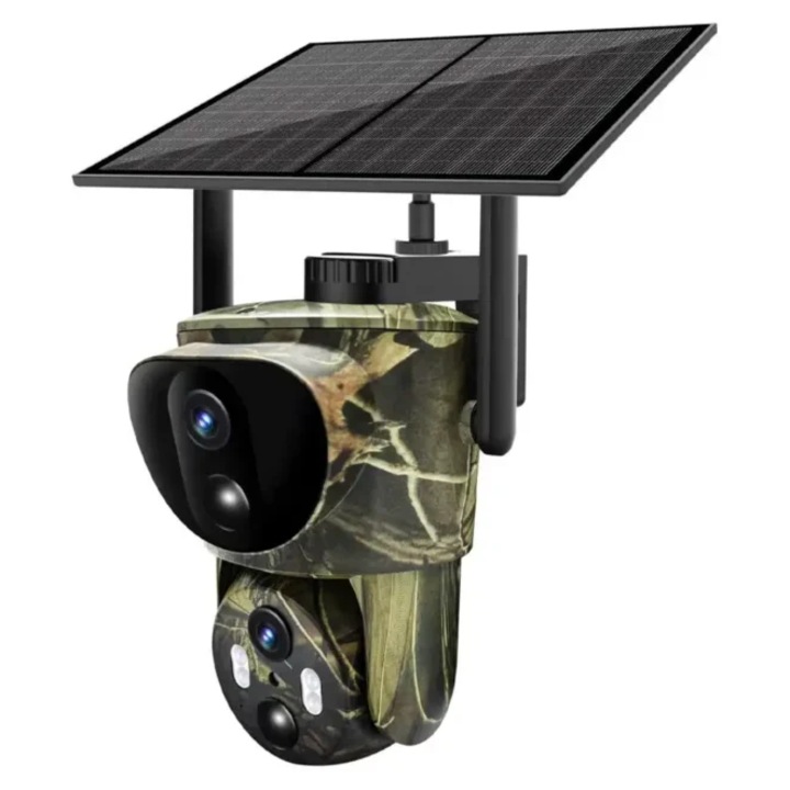 Соларна 4G ловна камера RobiCam S5 Hunting, двойна PTZ, AI детекция, цветно нощно виждане, SIM карта, IP66