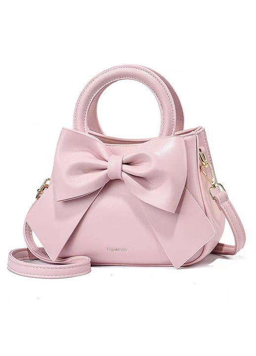 Rózsaszín női kézitáska 1 db - Divatos kézitáska masni díszítéssel, sokoldalú egyvállas/crossbody táska több rekesszel