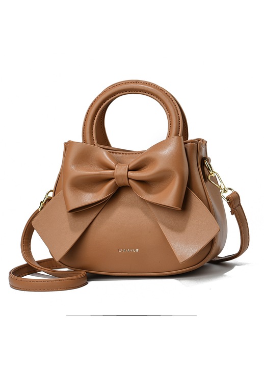 Női barna kézitáska 1 db - Divatos kézitáska masni dekorációval, sokoldalú egyvállas/crossbody táska több rekesszel