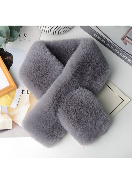 Esarfa de plus din blana de iepure rex multicolora - esarfa calda de toamna si iarna 80 * 10 cm, moale si prietenoasa cu pielea, accesoriu versatil