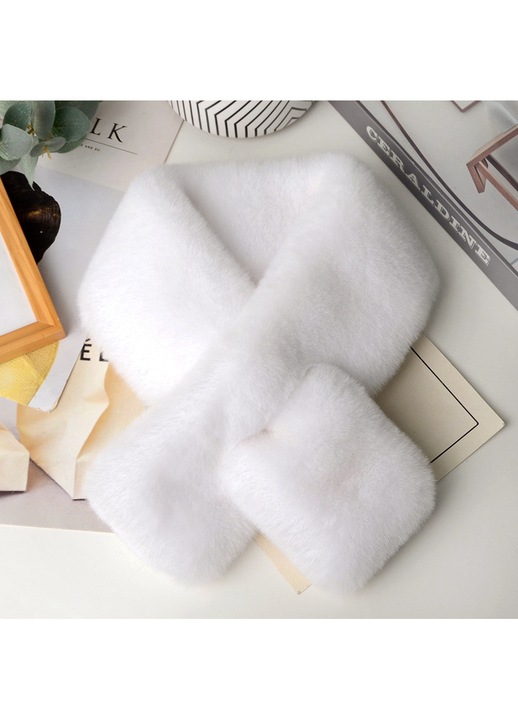 Esarfa de plus din blana de iepure rex multicolora - esarfa calda de toamna si iarna 80 * 10 cm, moale si prietenoasa cu pielea, accesoriu versatil