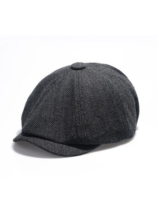 Sapca de ziar pentru barbati cu model herringbone - Bereta reglabila, palarie de pictor, stil vintage, potrivita pentru primavara, toamna si iarna