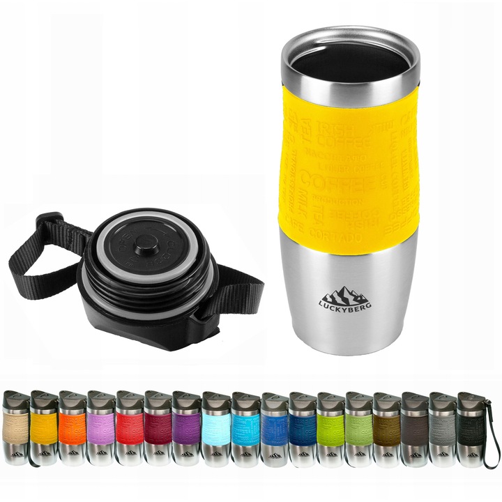Cana Termos Luckyberg 400ml, Inox, Galben - Pastreaza Cald/Rece