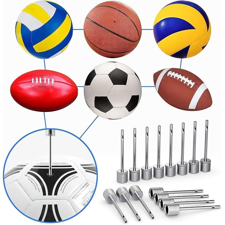 Ace pentru umflarea mingii (pachet de 35) - Ace pentru umflarea mingii - Ace din otel inoxidabil pentru umflarea mingii pentru baschet, fotbal, fotbal american, volei