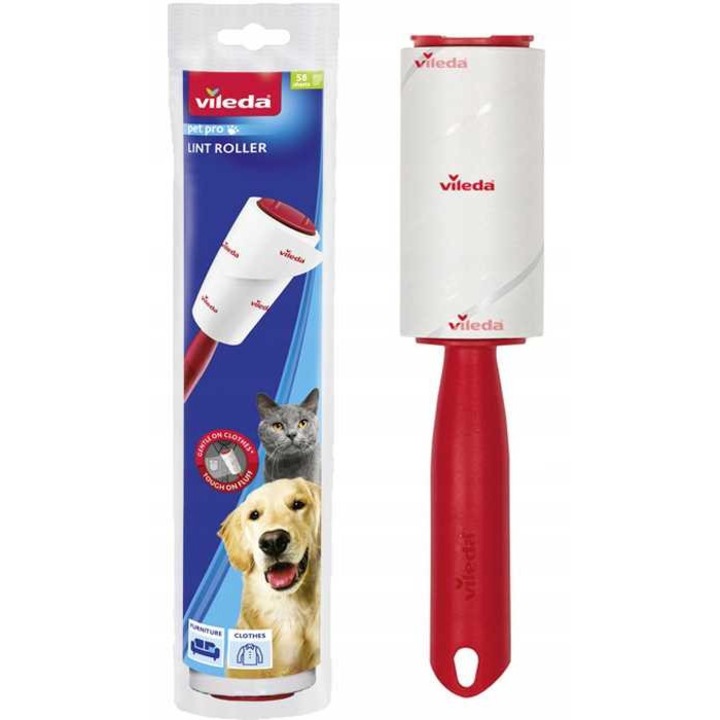 Vileda Pet Pro öntapadó henger, 58 lap, ergonomikus, fehér, 25x5cm