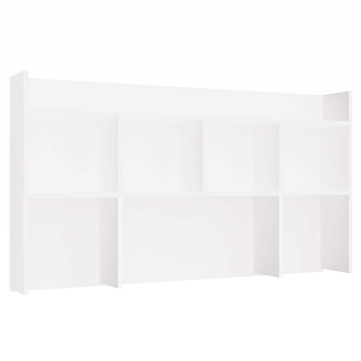 Надстройка за бюро Topeshop 130x70x18см, матово бяла, 5 рафта