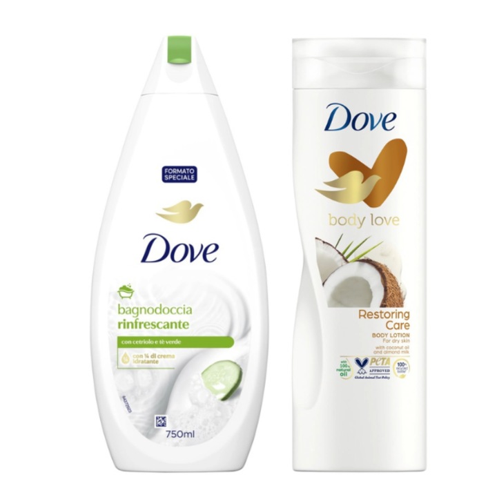 Pachet Dove, Gel de dus 700 ml+Lotiune de corp 400 ml