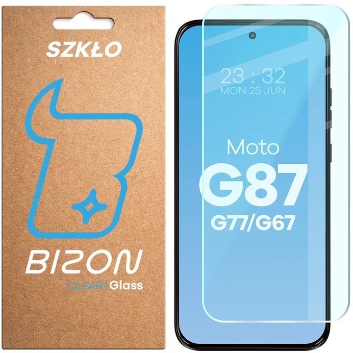 Folie sticla securizata Bizon Glass Clear compatibila cu Motorola Moto G67 5G / G77 5G / G87 5G, Transparent