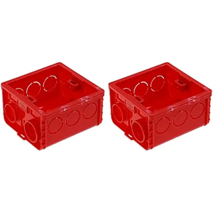 Cutie montaj plastic 2 buc 86x86x46mm rosu durabil