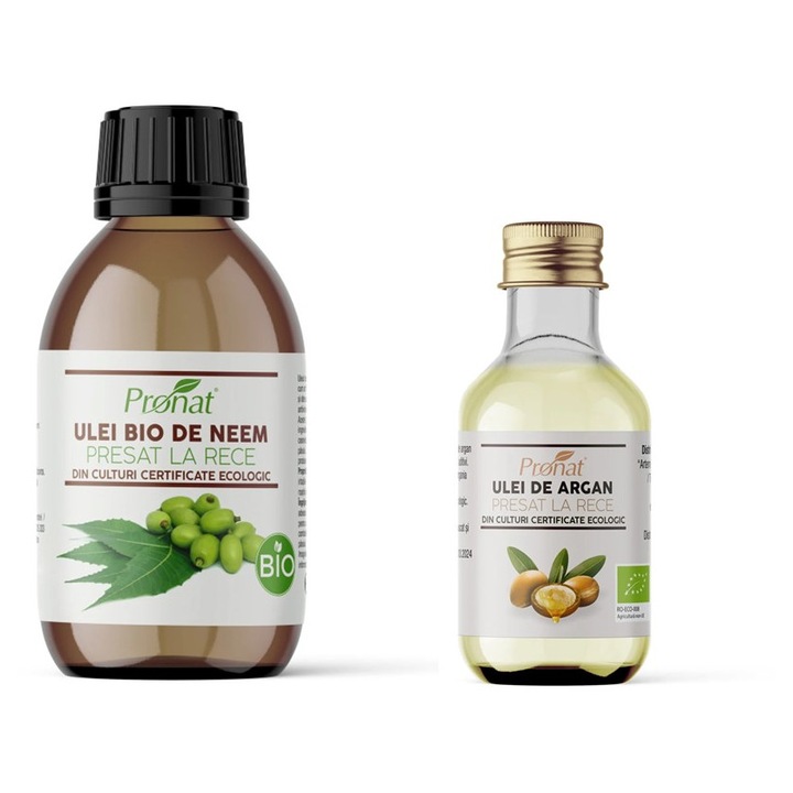 Pronat Természetes Ápoló Csomag – Bio Neem Olaj 100ml + Bio Argán Olaj 30ml