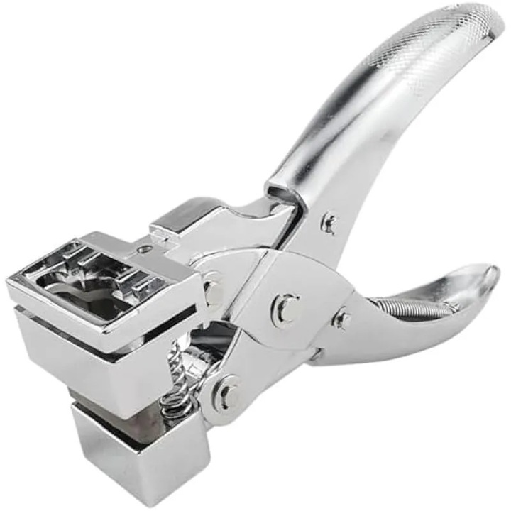 Kézi perforátor, 163x100mm, krómozott, lyuk 30x10x6mm, nem fém anyagokhoz, max. 2mm vastagság