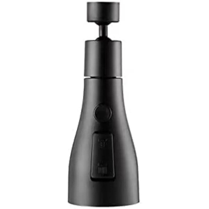 Konyhai csaptelep szórófej, 3 mód, 360°-os forgatás, fekete, univerzális