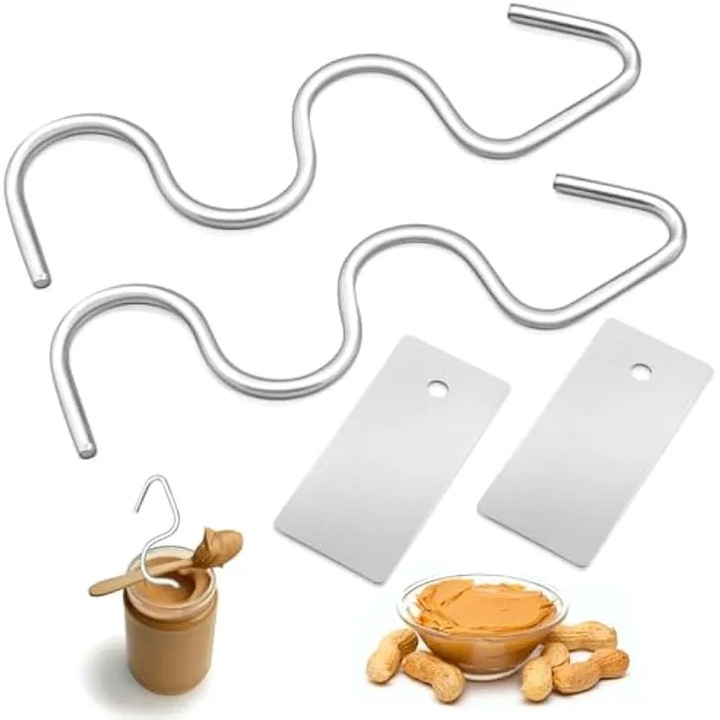 Set 2 amestecatoare unt de arahide inox, cu racleta, 18x3cm