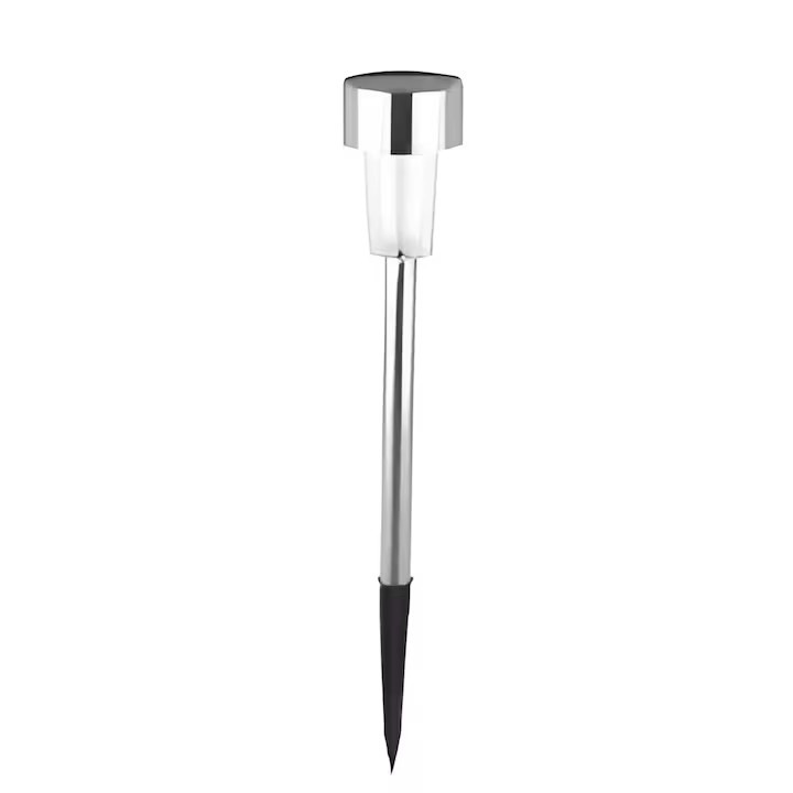 Inox rozsdamentes acél napelemes LED kerti lámpa 37 cm magasított leszúrható szolár fém lámpa kültéri világítás KTM