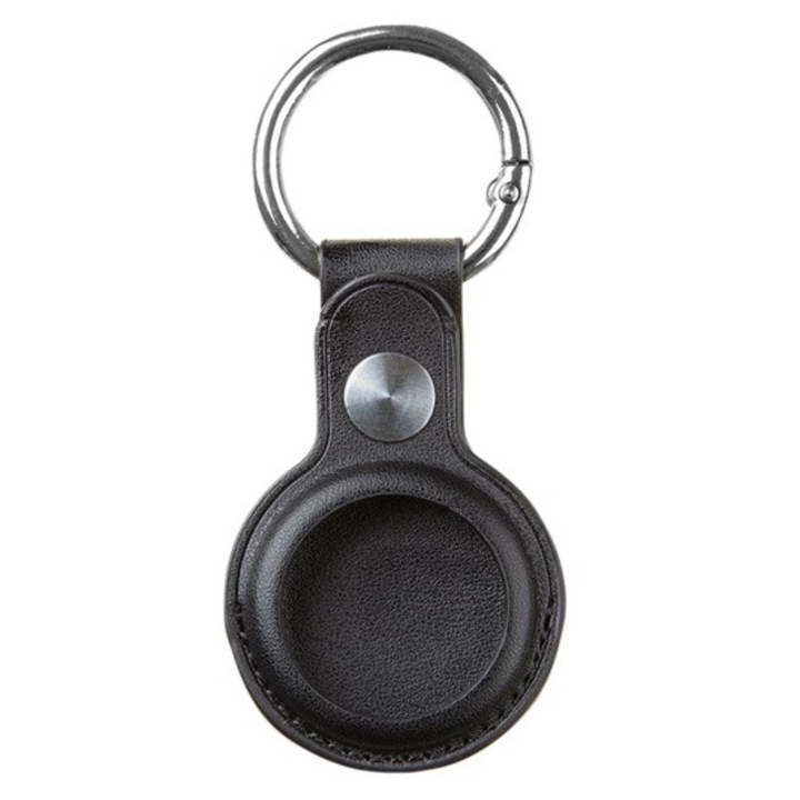TACTICAL AIRTAG BEAM bőr hatású tok, (kulcstartó, karabiner, fekete Apple AirTag