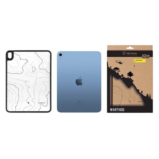 Husă de protecție din silicon Tactical Warthog pentru tabletă, rezistență la șocuri, spate transparent, model topografic, negru, compatibilă: IPAD 11, 2025, / 10.9, 2022