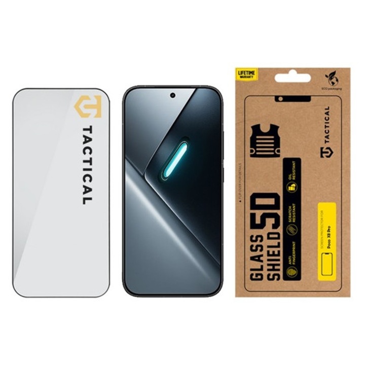 Tactical glass shield 5d képernyővédő üveg, 5d, 0.33mm, 9h, fekete, kompatibilis: Poco X8 Pro