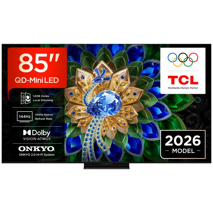 Televizor TCL MiniLed Wallpaper 85A400U, 214 cm, Smart Google TV, 4K Ultra HD, 144Hz, Clasa D (Model 2026)
