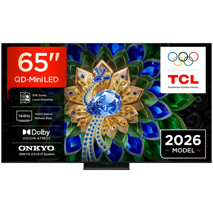 Televizor TCL MiniLed Wallpaper 65A400U, 164 cm, Smart Google TV, 4K Ultra HD, 144Hz, Clasa E (Model 2026)