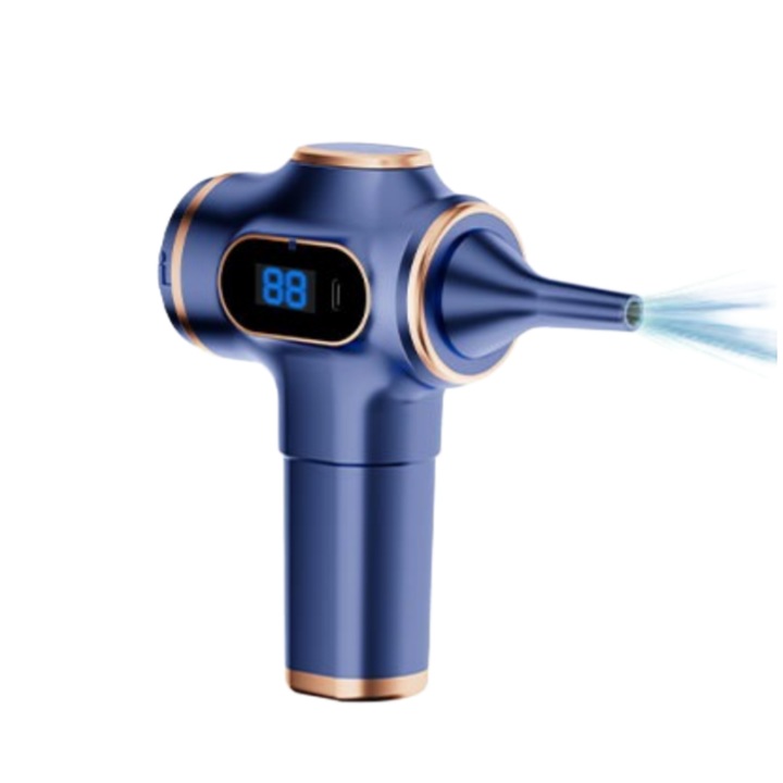 Hordozható porszívó, 5500 mbar, 65 W, 5 V, kézi, 1500 mA × 2, ORBER, kettős szívó- és fúvó funkcióval, vezeték nélküli, USB töltés, ABS, 20,5 × 18,4 × 7,5 cm, kék