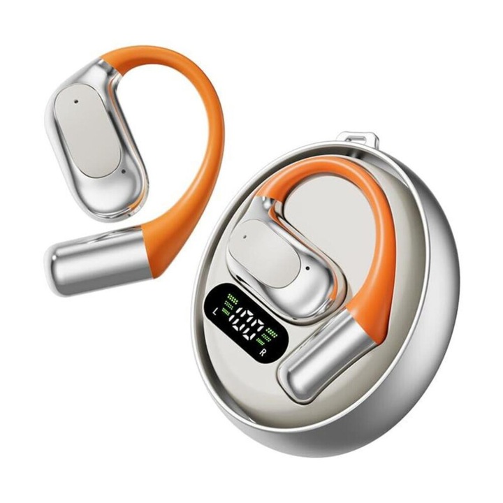Vezeték nélküli sport Bluetooth 5.4 fülhallgató, nyitott, LED, IPX5, hosszú üzemidő