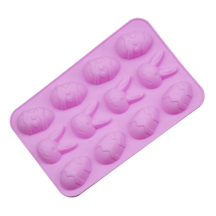 Forma pentru prajituri din silicon design iepuras, 22.3 x 14.5 x 1.7 cm, roz