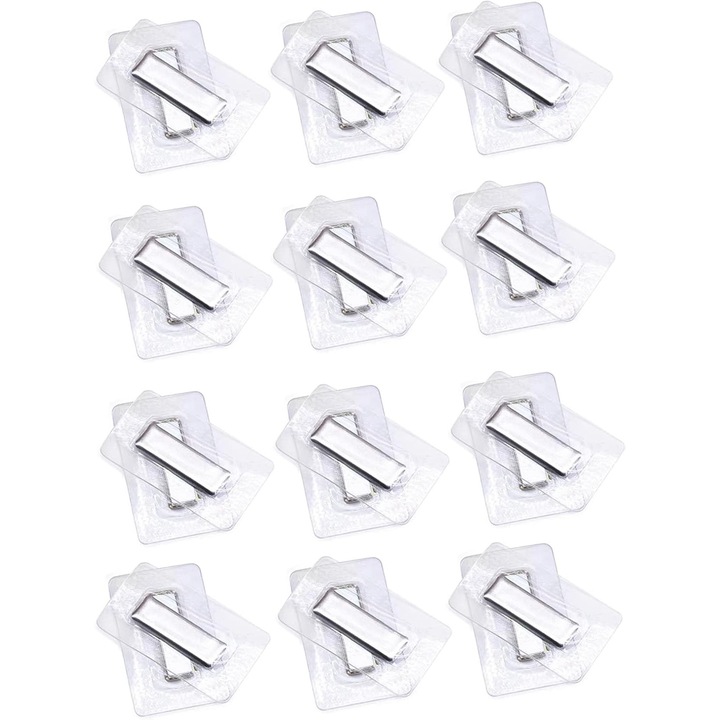 12 pár rejtett mágneses kapocs készlet, PVC, 20x10mm, átlátszó