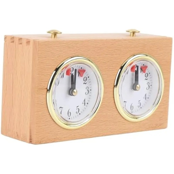 Analóg sakkóra fa retro mechanikus elemek nélkül 15x10x5cm