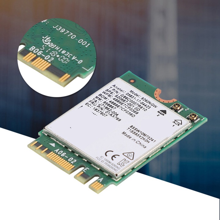 Мрежова карта M.2 9260 двубандова 2.4G/5G Bluetooth 5.0 1.73Gbps с 2dB антени