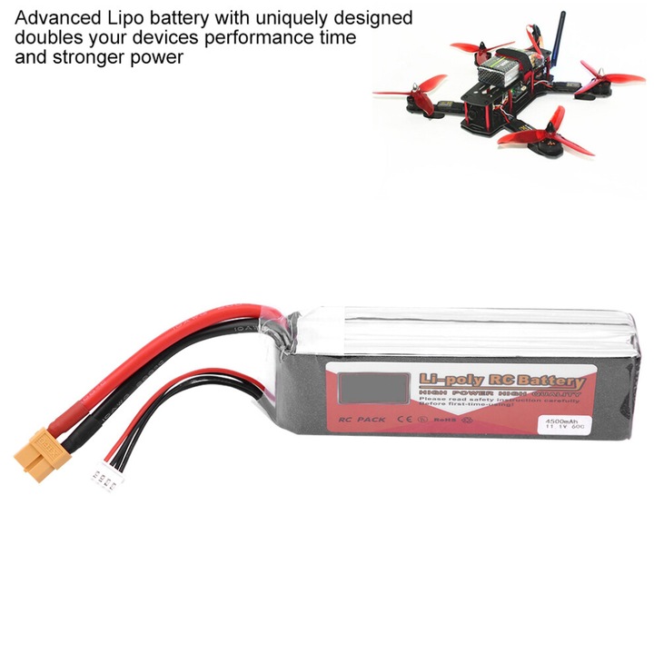 Baterie LiPo 3S 11.1V 4500mAh 60C, negru, 319x424g