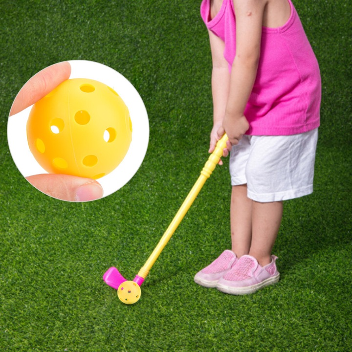 Set 50 mingi golf practice, galben, 30x20x10cm