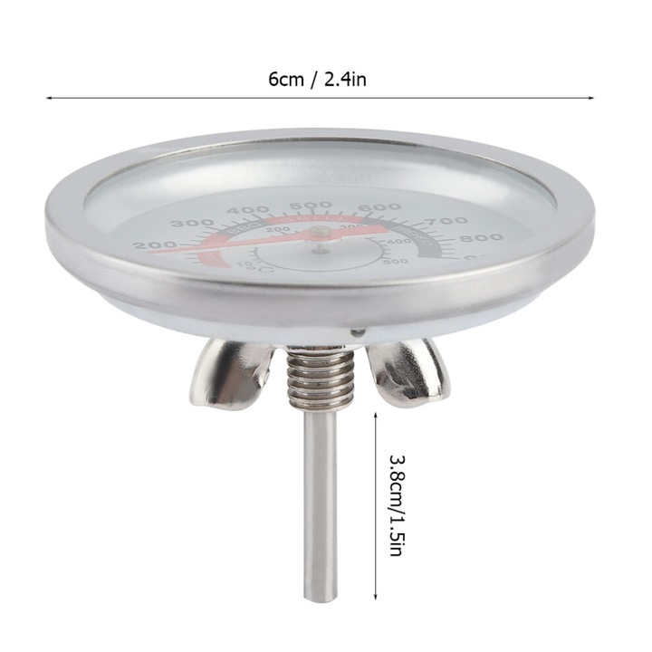 Termometru gratar inox 50-900°C 6x3.8cm argintiu