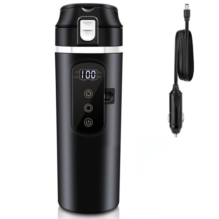 Autós elektromos vízforraló 500ml fekete 23x7cm 12V-24V