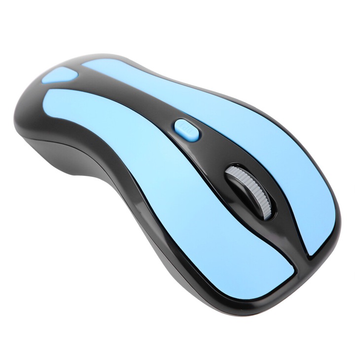 Vezeték nélküli egér aer 6D giroszkóp USB vevő kék fekete 11x5.5x3.8cm