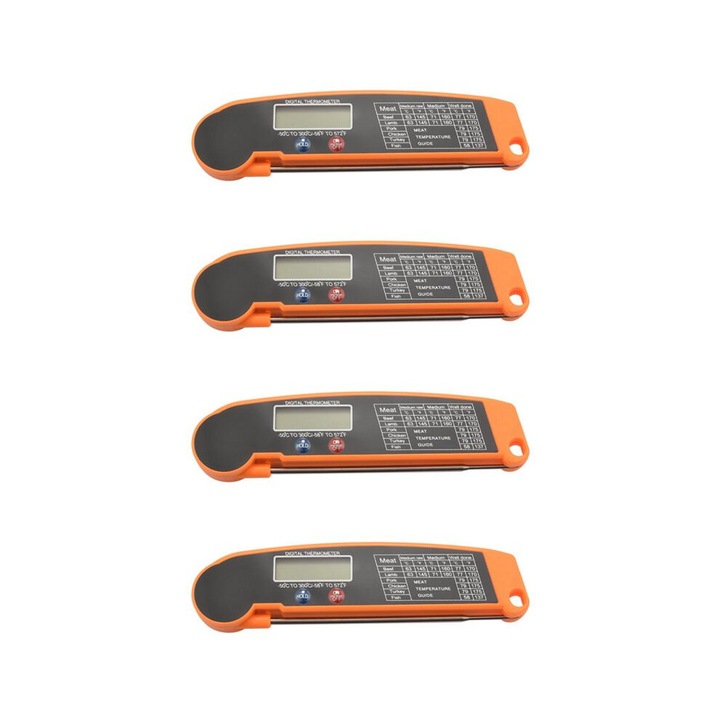 Set 10 termometre digitale carne, senzor rapid, negru portocaliu, 4.5inch probe pliabile