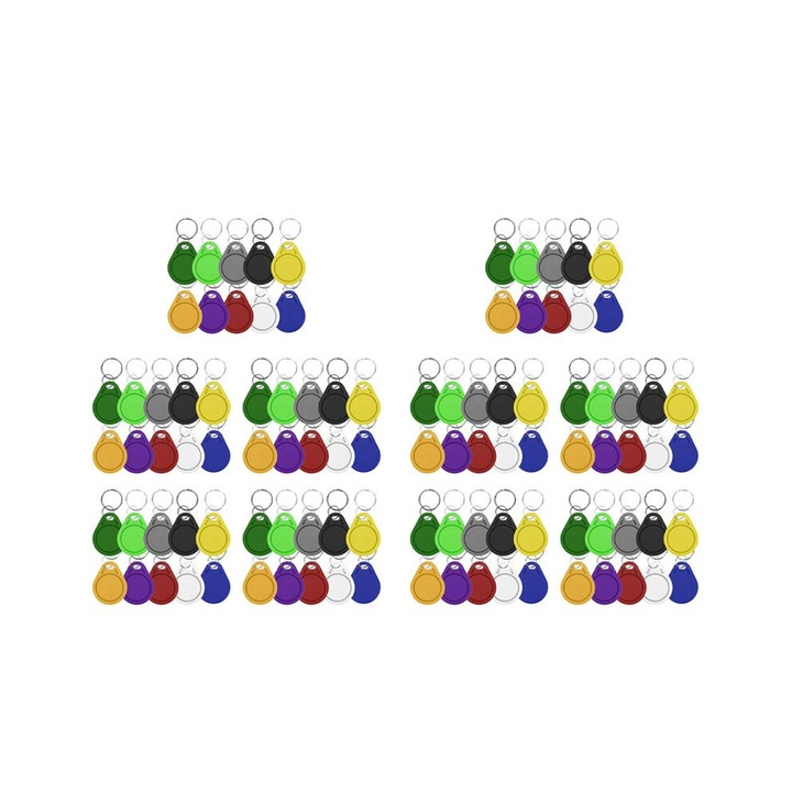 Set 500 carduri RFID 13.56MHz 1K, modificabile, multicolor, 8Kbit, 2.5x10cm