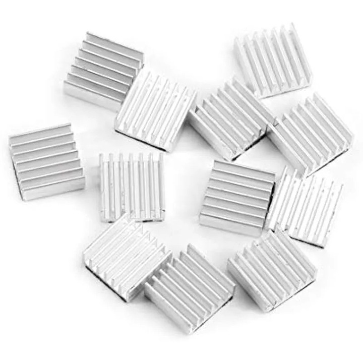 Set 12 radiatoare mini aluminiu 14x14x6mm racire mica