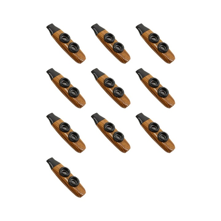 10 darabos műanyag kazoo készlet 5 membránnal, dupla nyílással, hordozható, 11.5x3.4x2.1cm, többszínű