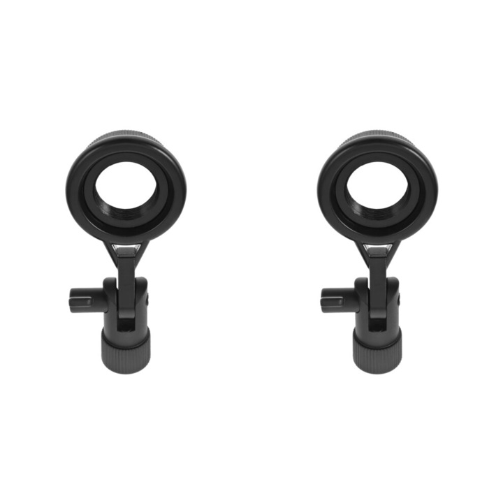 2 db állítható fekete fém mikrofon bilincs készlet, 22mm