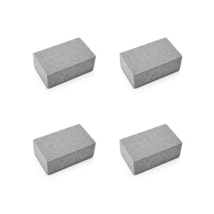 Set 4 pietre curatare gratar, piatra ponce, gri, 10x5x3cm