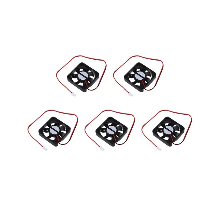 5 db hűtőventilátor készlet 12V 50x50x10mm fekete 2 tűs OEM